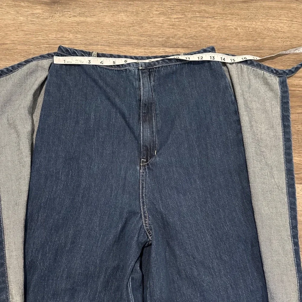 Free People We The Free Wide Leg Wrap Pant Denim Jeans Tie Waist Sz 27 Dark Wash
